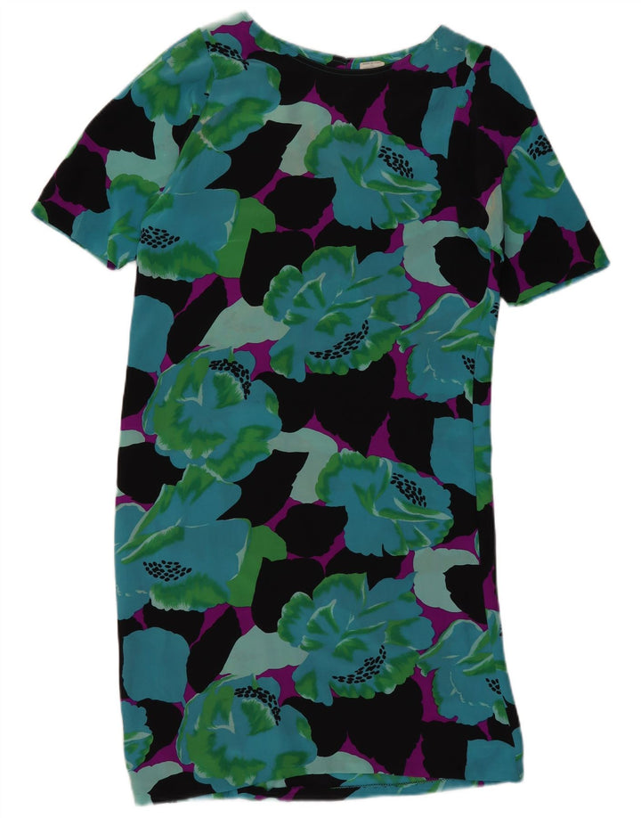 VINTAGE Womens Shift Dress UK 12 Medium Multicolored Floral Silke