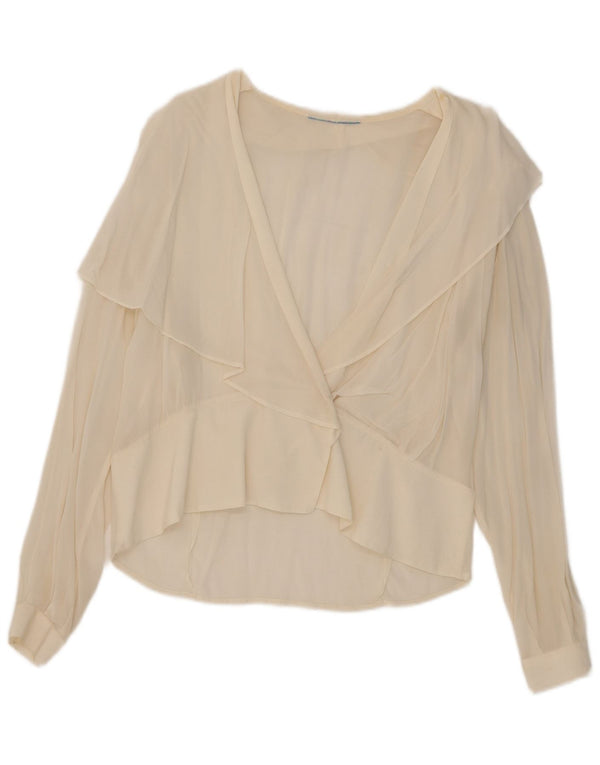 Vintage Dame Se Through Cardigan Top UK 14 Large Off White