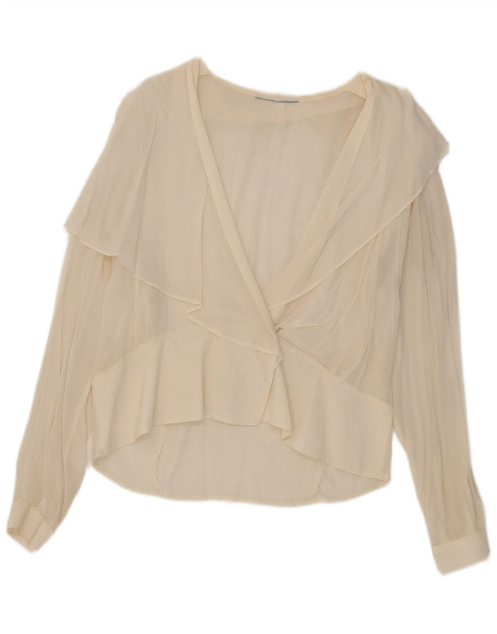 Vintage Dame Se Through Cardigan Top UK 14 Large Off White