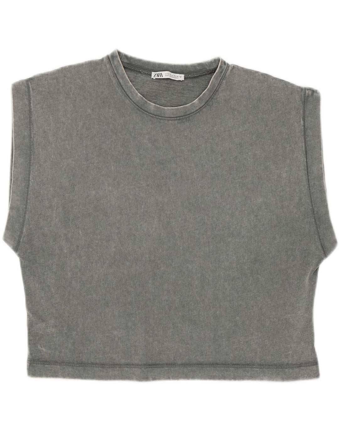 ZARA Womens Oversized Crop Vest Top UK 10 Small Grey Cotton Vintage Zara and Second-Hand Zara from Messina Hembry 