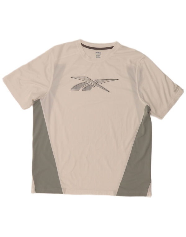 Reebok Herre Grafisk T-Shirt Top XL Hvid Colourblock Polyester