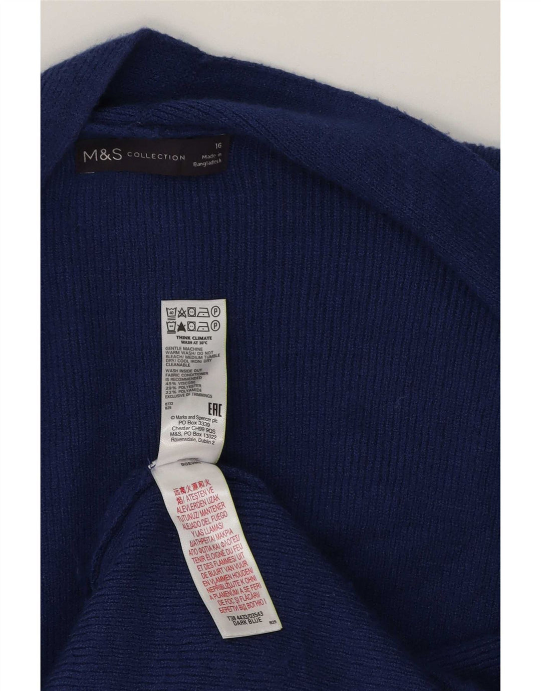 Marks & Spencer Dame Oversized Longline Cardigan Sweater UK 16 Large Blue