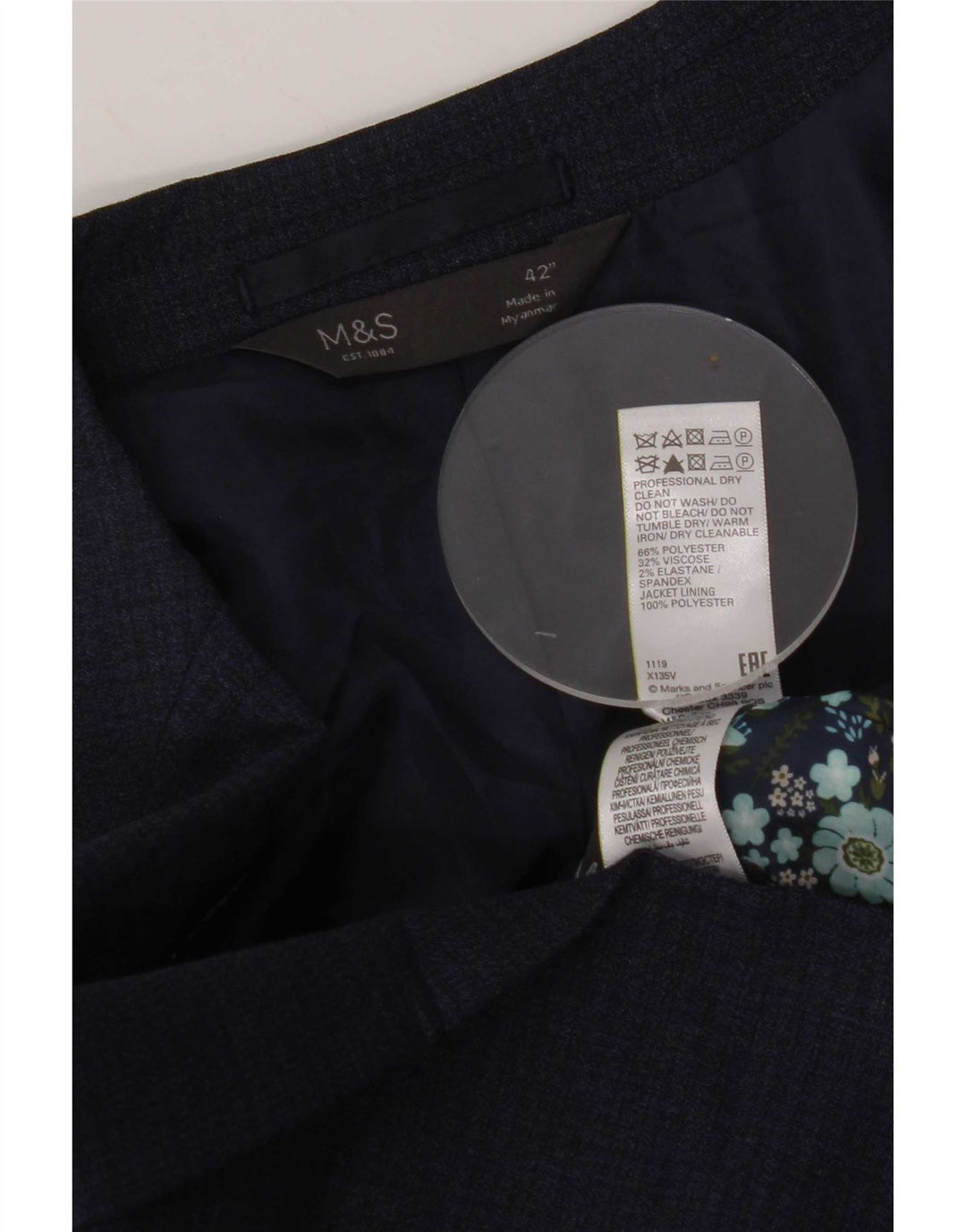 Marks & Spencer Herre 2-knaps blazerjakke UK 42 Stor marineblå polyester