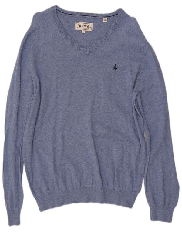 JACK WILLS Herre V-hals sweater XL Blå Bomuld