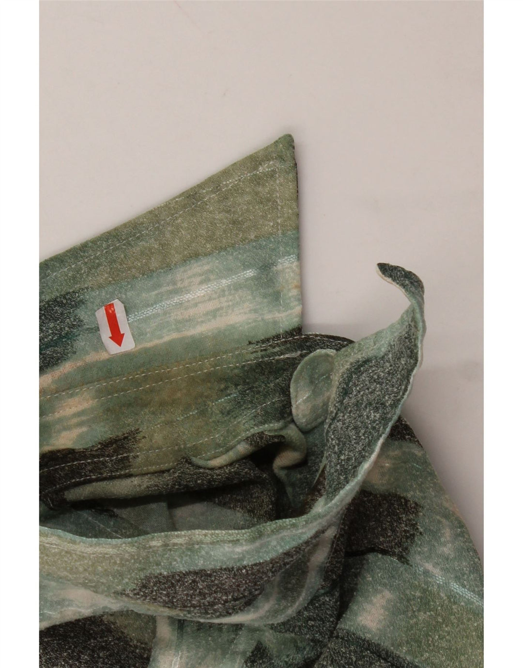 VINTAGE Kortærmet Herreskjorte Stor Grøn Geometrisk