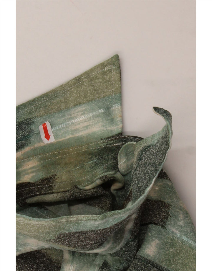 VINTAGE Kortærmet Herreskjorte Stor Grøn Geometrisk