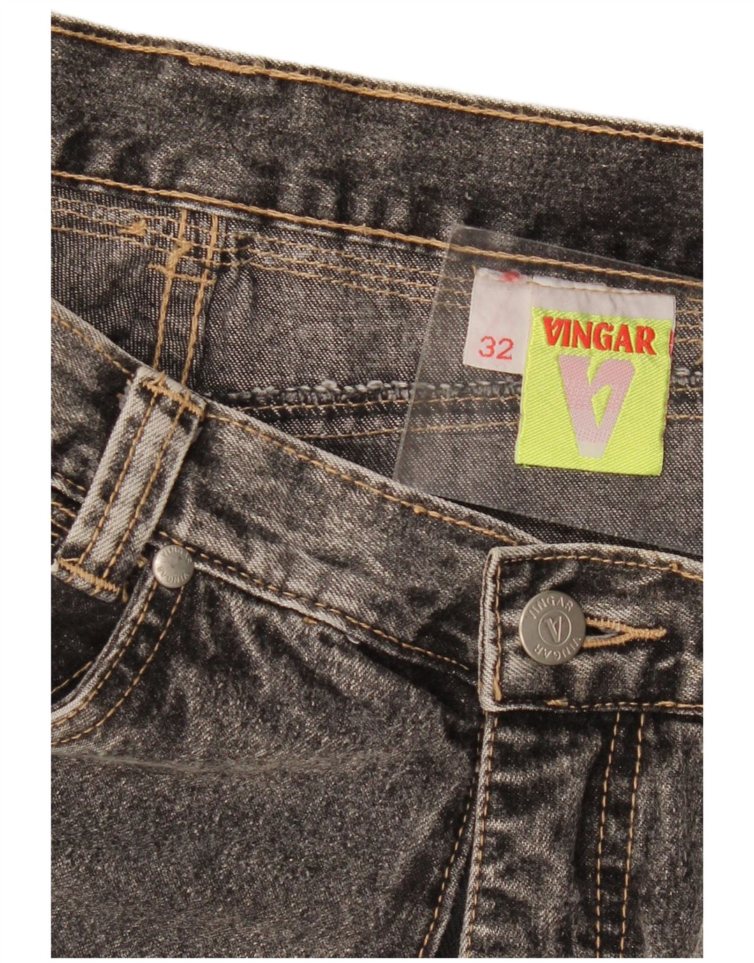 Vingar kvinders højtaljede koniske jeans W32 L32 grå bomuld