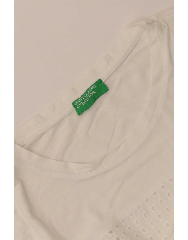 Benetton Dame T-Shirt Top UK 10 Small White