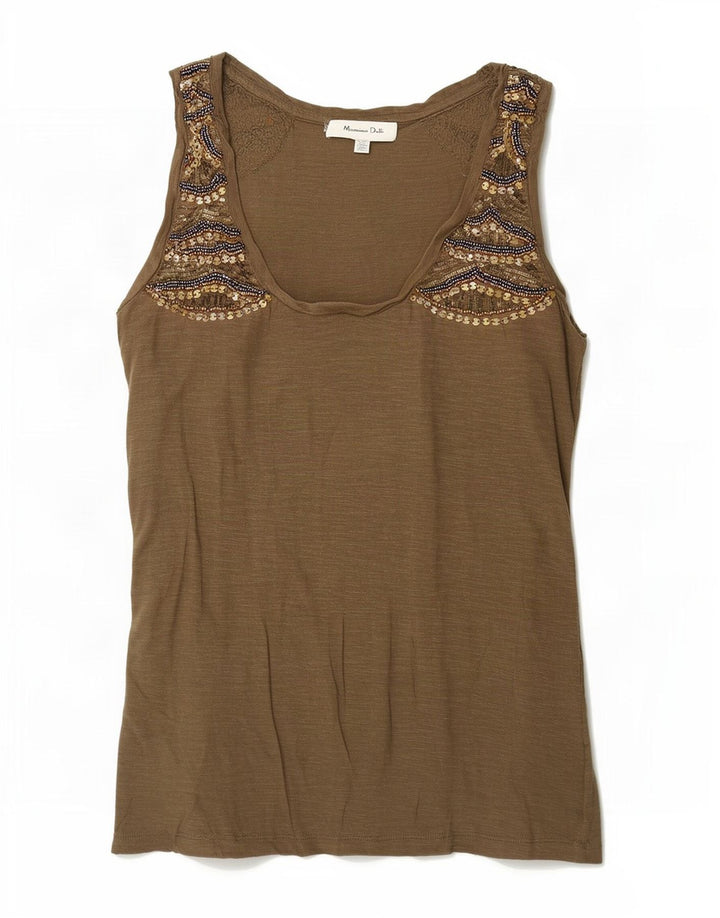 Massimo Dutti Damevest Top UK 6 XS Brun Bomuld
