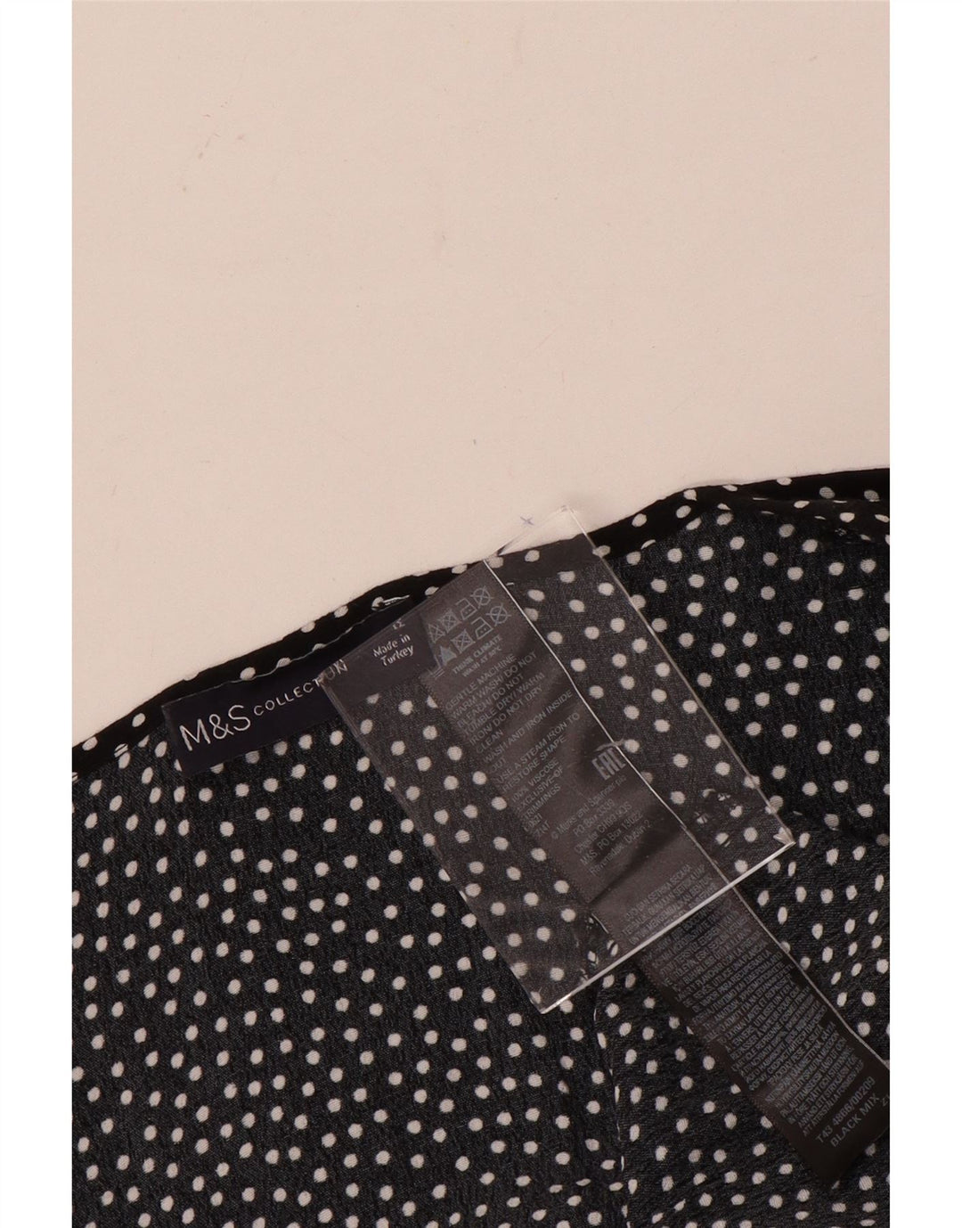 Marks & Spencer Dame Langærmet Bluse Top UK 12 Medium Sort Plettet