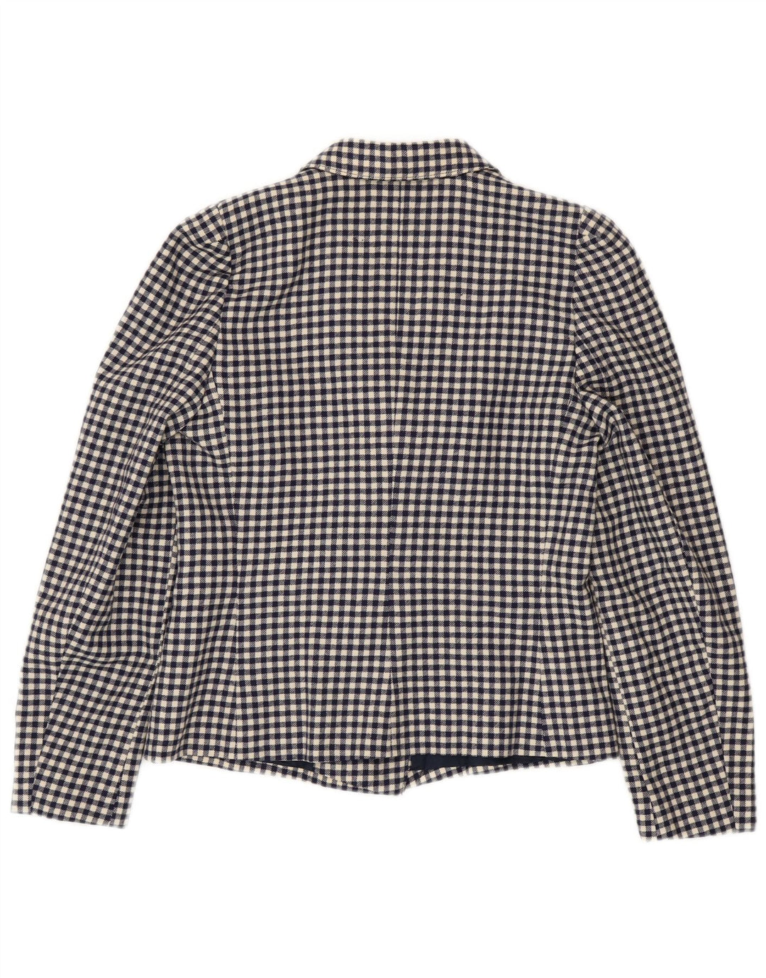 Vintage Dame Dobbeltradet Blazer Jacket IT 42 Medium Navy Blue Gingham
