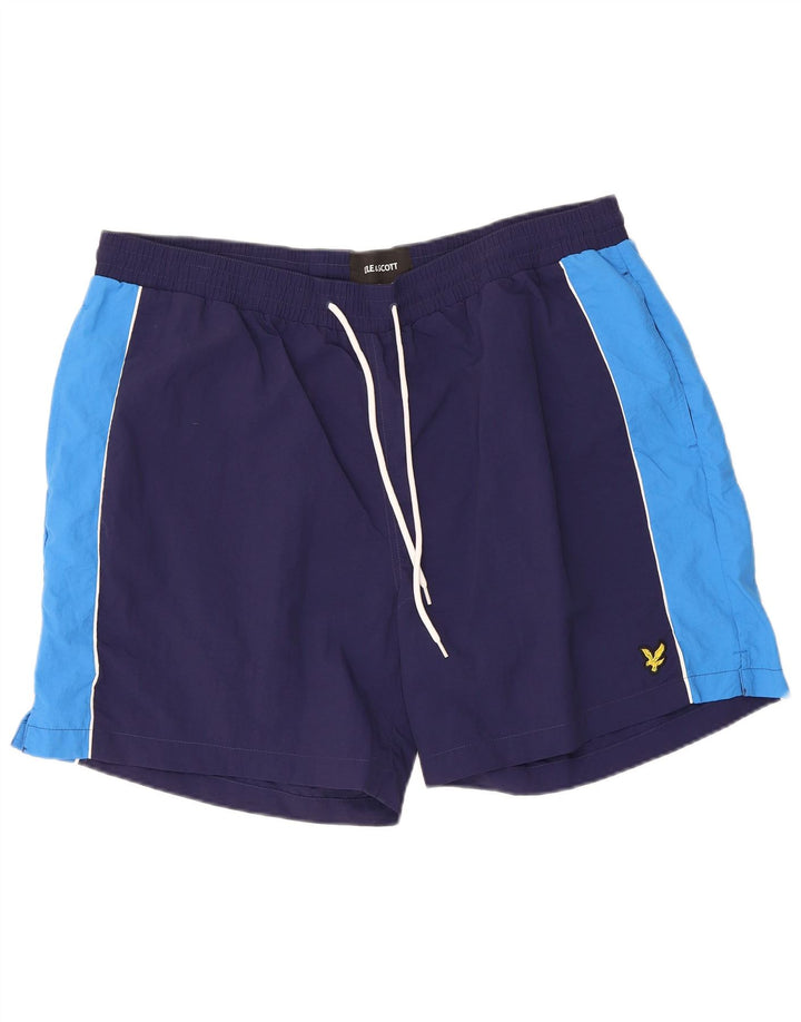 Lyle & Scott Badeshorts til mænd 2XL Navy Blue Colourblock Nylon