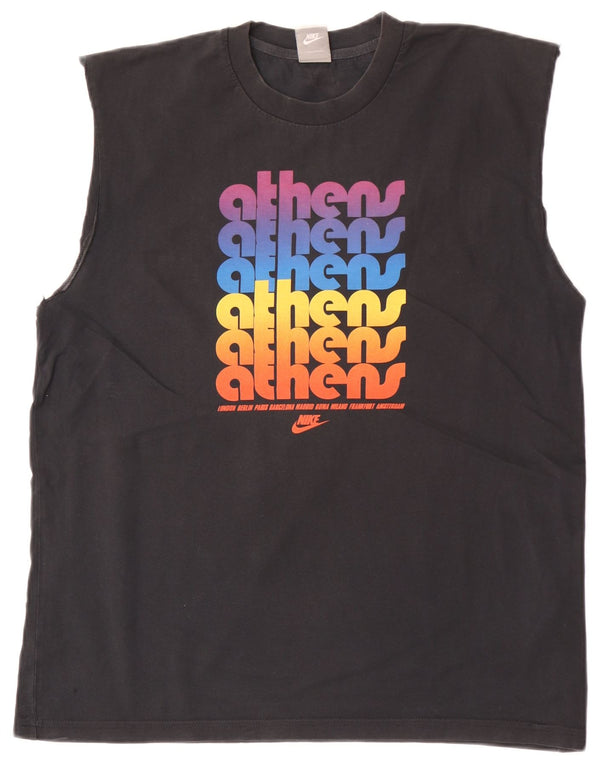 Nike Herre Grafisk Vest Top UK 42/44 Large Black Bomuld