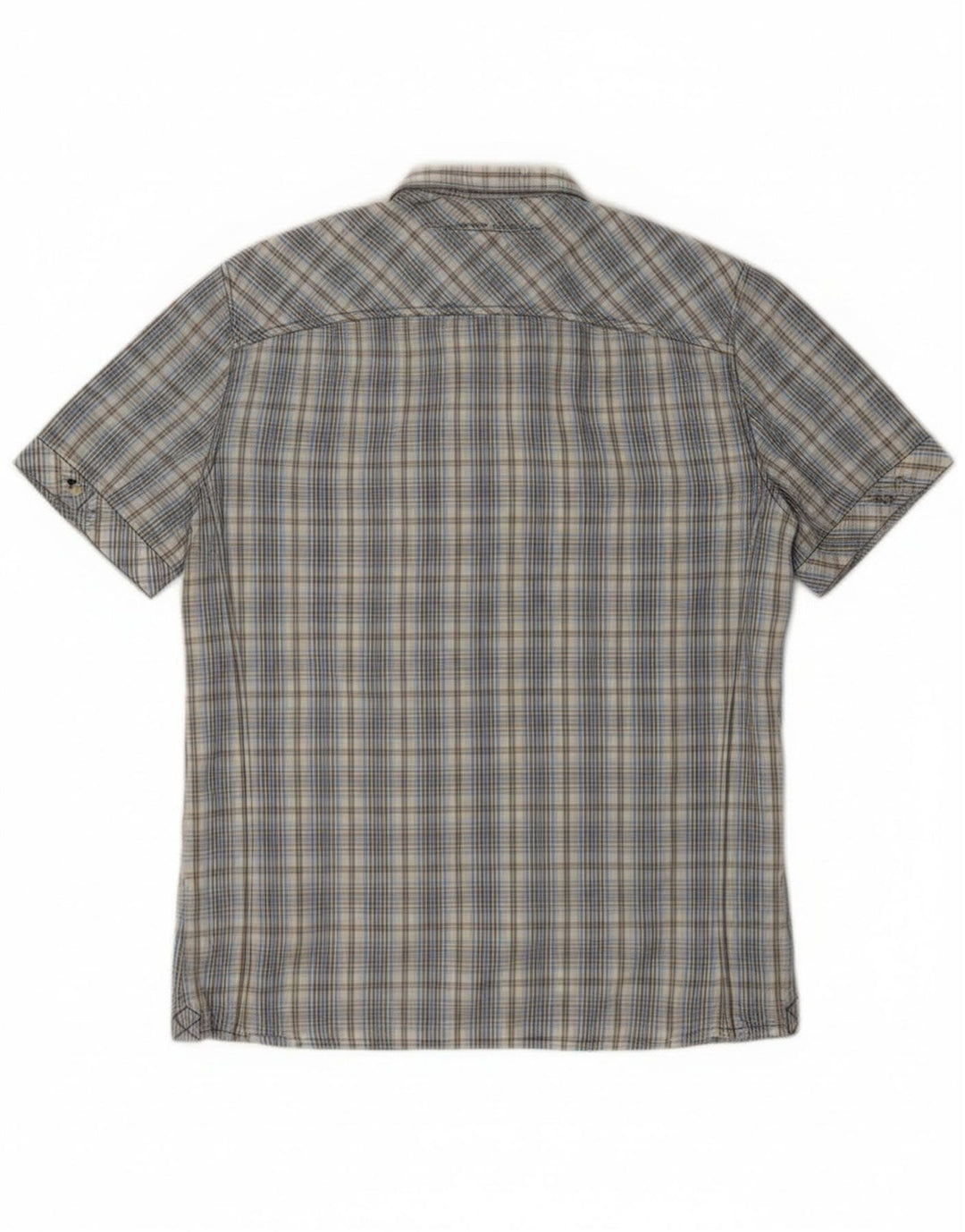 PEPE Jeans Herre Slim Fit Kortærmet skjorte Medium Blue Ternet Bomuld