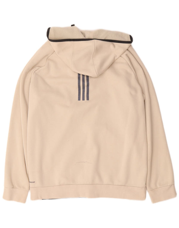 Adidas Herre Aeroready Hættetrøje Sweater med lynlås Stor Beige Colourblock Bomuld