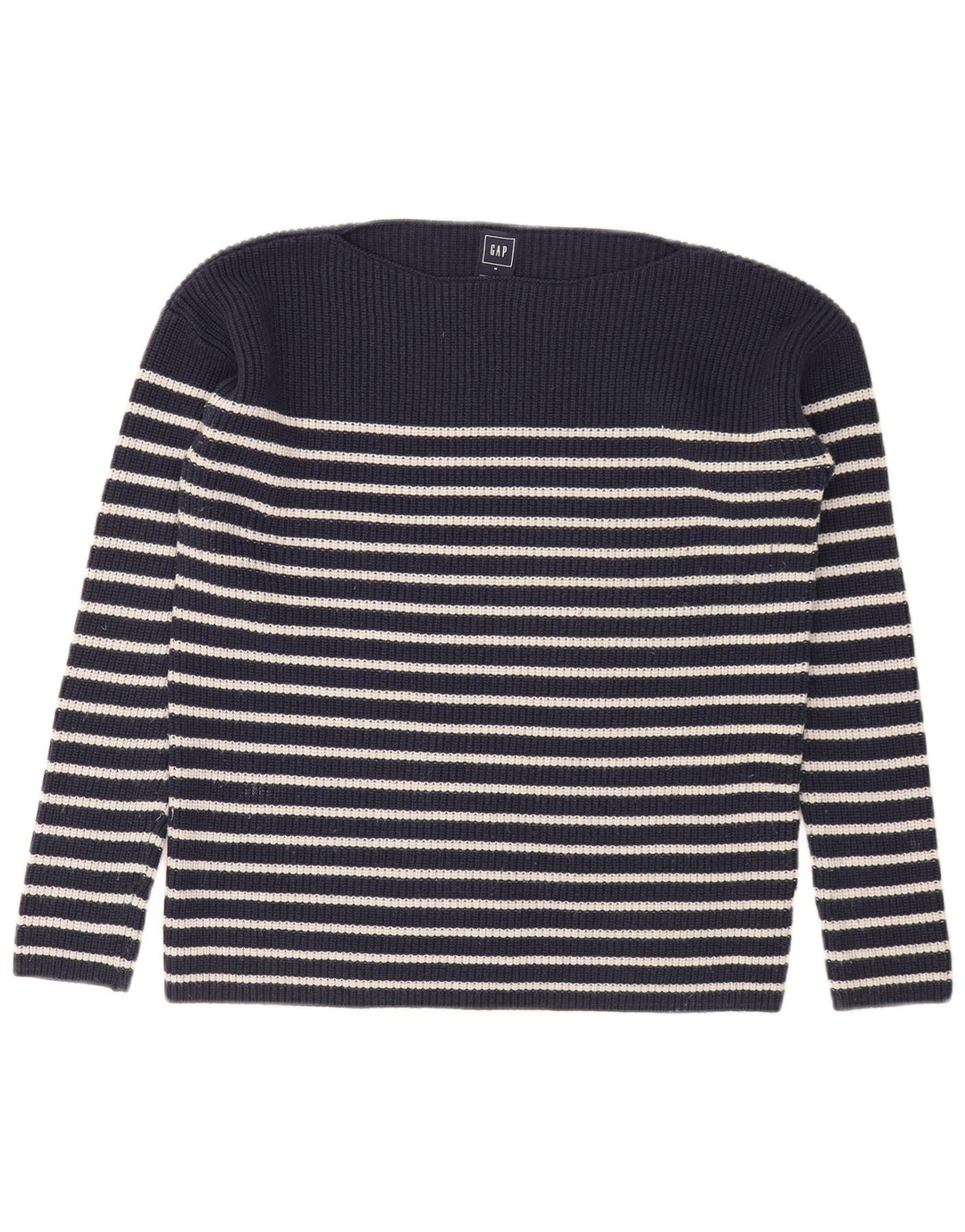 Gap Womens Boat Neck Jumper Sweater UK 14 Medium Navy Blue Striped