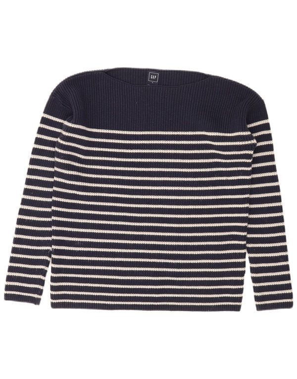 Gap Womens Boat Neck Jumper Sweater UK 14 Medium Navy Blue Striped