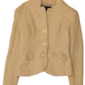 ARMANI JEANS Dame Crop 3-knaps blazerjakke UK 12 Medium Beige Uld