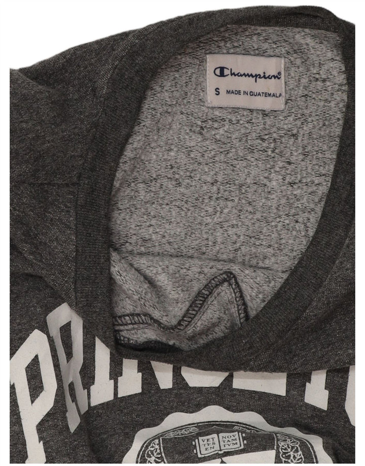 CHAMPION Dame Princeton Grafisk Sweatshirt Jumper UK 10 Lille Grå