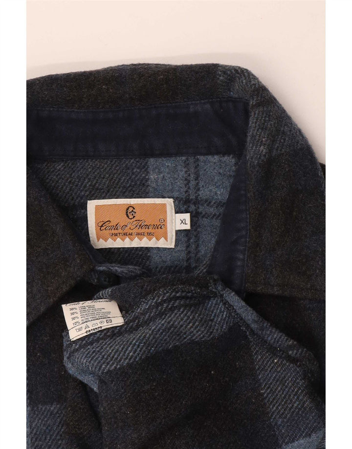 Conte of Florence herre overshirt XL blå ternet uld