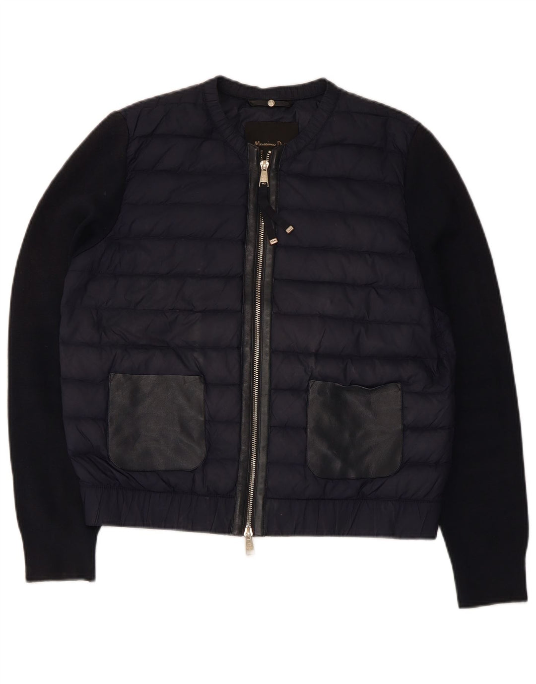Massimo Dutti Dame Polstret Jakke UK 14 Medium Navy Blue Nylon
