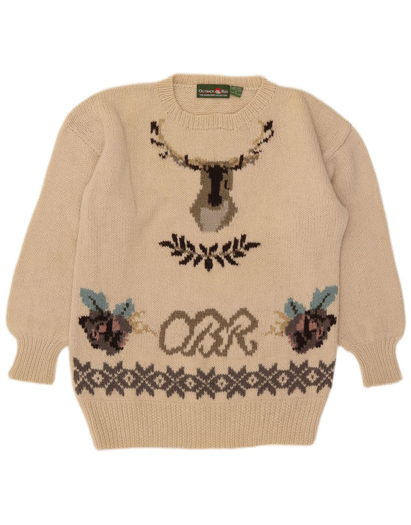 Outback rød Herre grafisk rund hals sweater Medium Beige Fair Isle