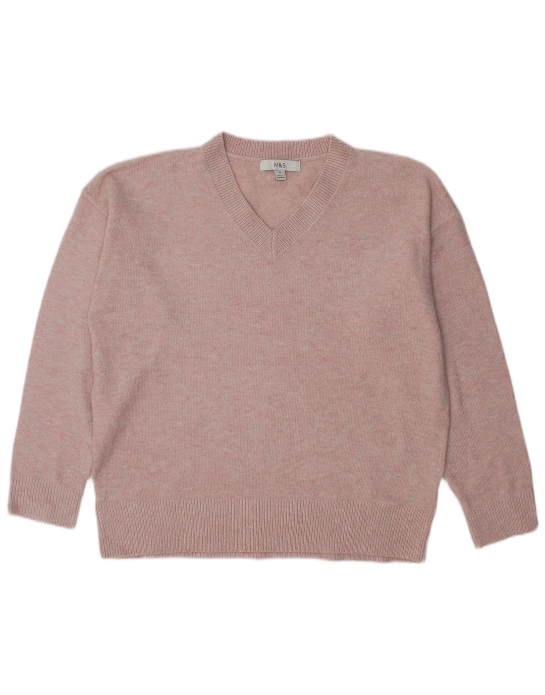 Marks & Spencer Dame Oversized V-hals sweater UK 14 Medium Pink