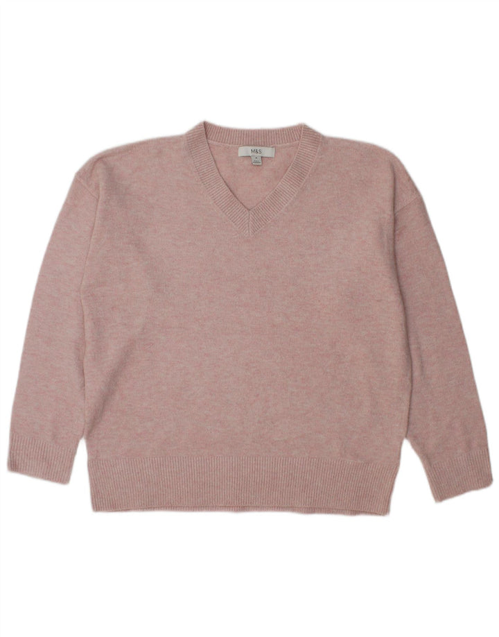 Marks & Spencer Dame Oversized V-hals sweater UK 14 Medium Pink