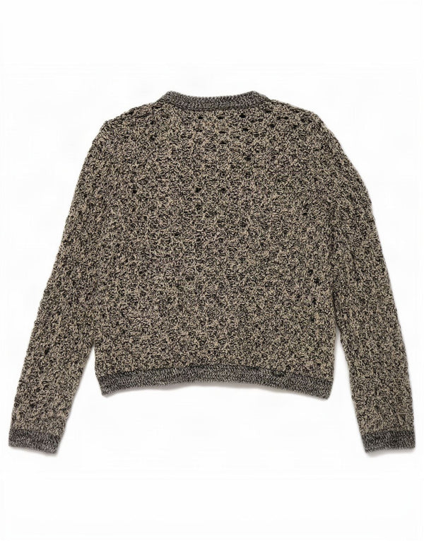 Zara hæklet cardigantrøje til kvinder UK 14 Medium Black Flecked Polyester