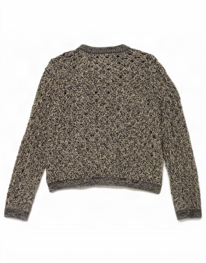 Zara hæklet cardigantrøje til kvinder UK 14 Medium Black Flecked Polyester