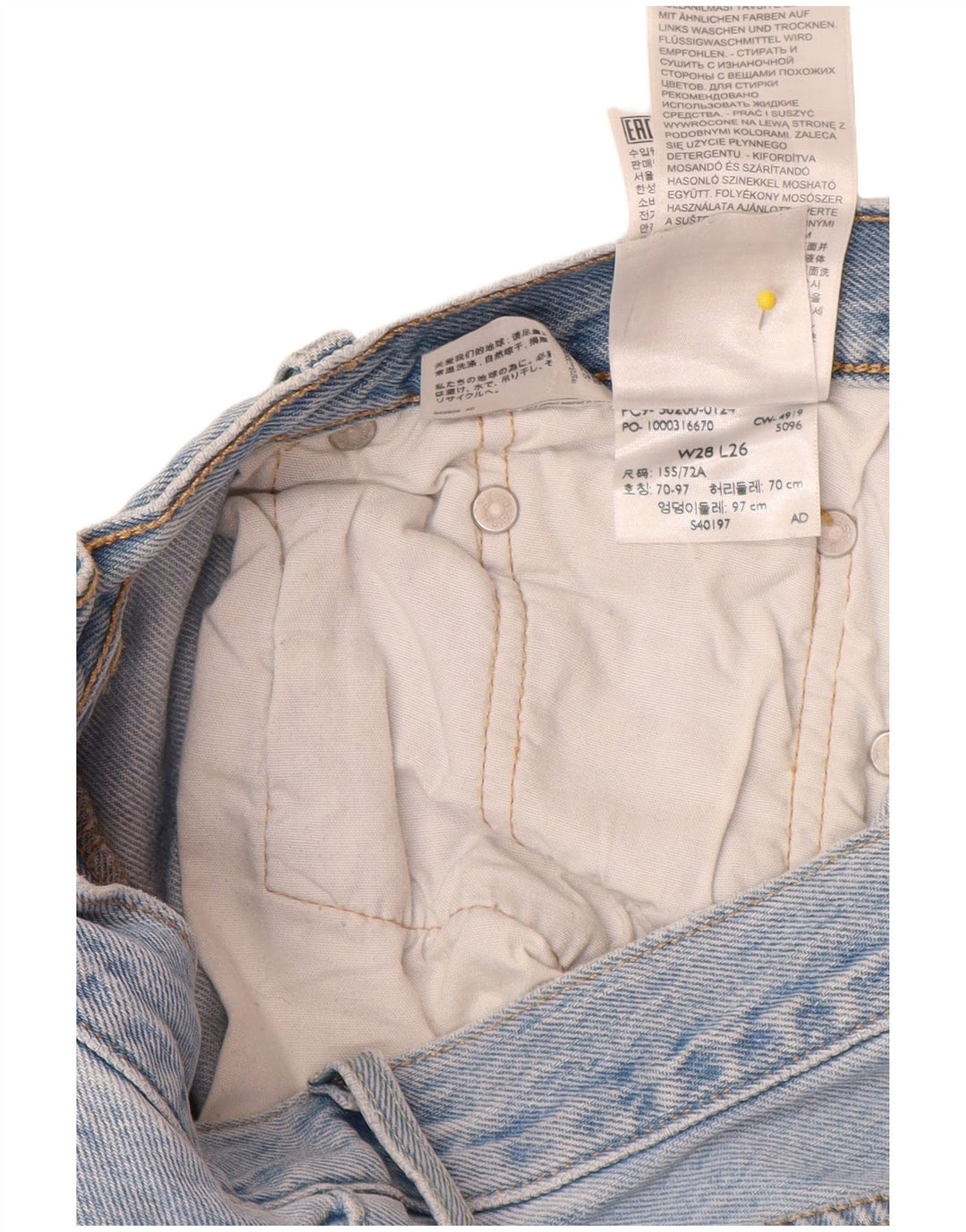 LEVI'S Herre 501 Straight Jeans W28 L26 Blå Bomuld