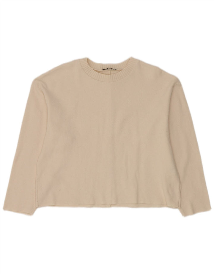 Zara Dame sweater med rund hals DK 14 Medium White Polyester
