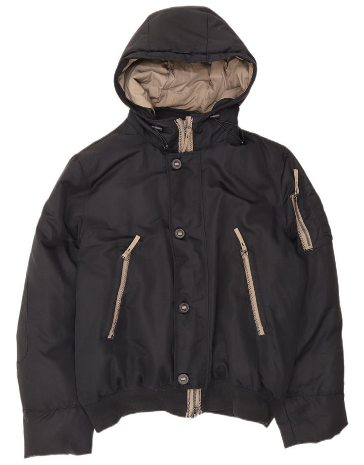 Benetton Herre hættepolstret jakke IT 54 2XL Sort Polyester