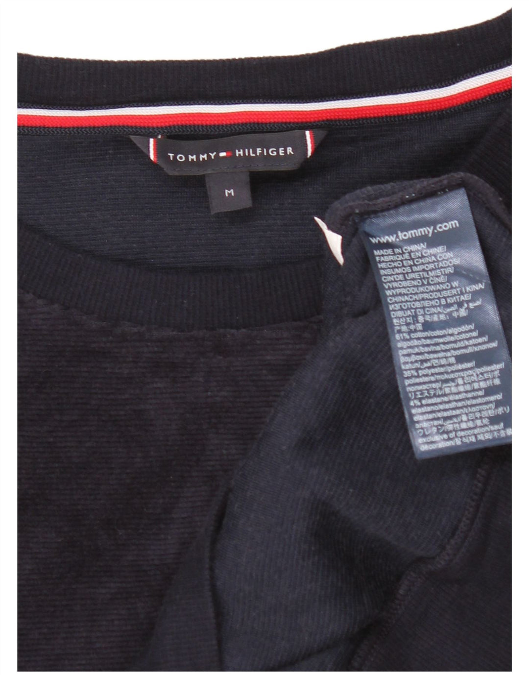 Tommy Hilfiger Herre Graphic Velour Sweatshirt Jumper Medium Navy Blue