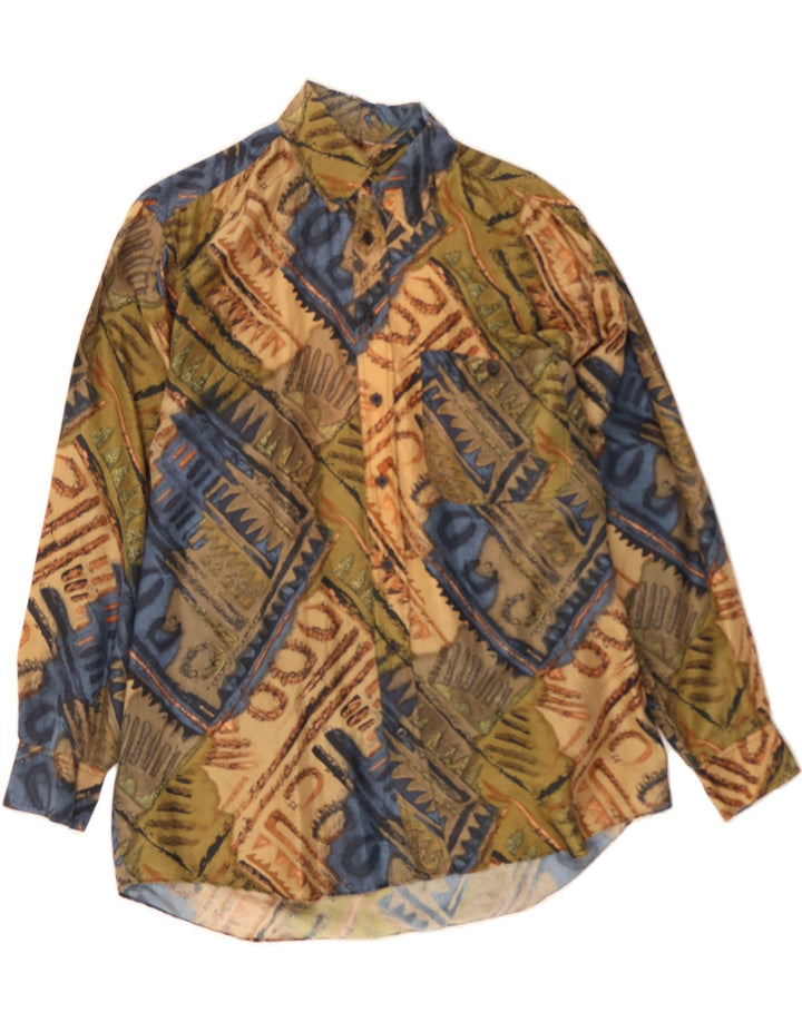 VINTAGE Mens Abstract Pattern Shirt Large Brown Vintage Vintage and Second-Hand Vintage from Messina Hembry 