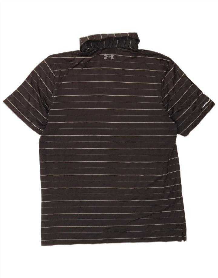 Under Armour Herre Heat Gear Polo Shirt Medium Sort Stribet