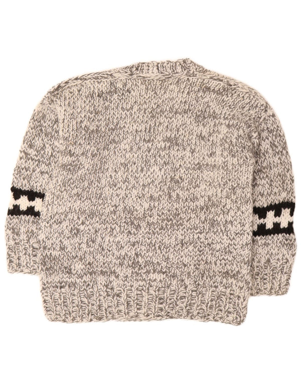 Vintage Herre V-hals sweater Medium Grey Fair Isle