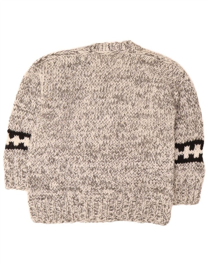Vintage Herre V-hals sweater Medium Grey Fair Isle