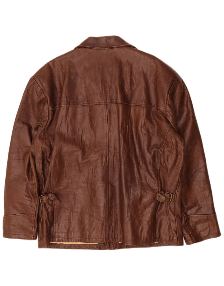 Legendarisk jakke 1957 Herre 4-knaps læderblazer UK 40 Stor Brun