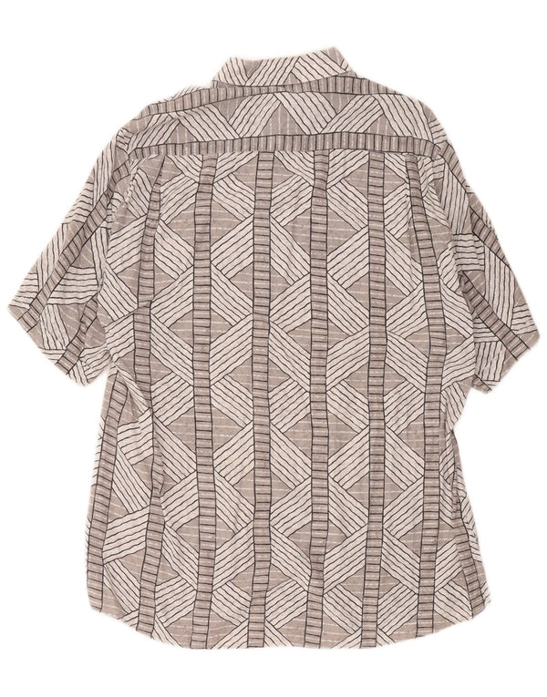 Vintage kortærmet herreskjorte XL Grå Geometrisk