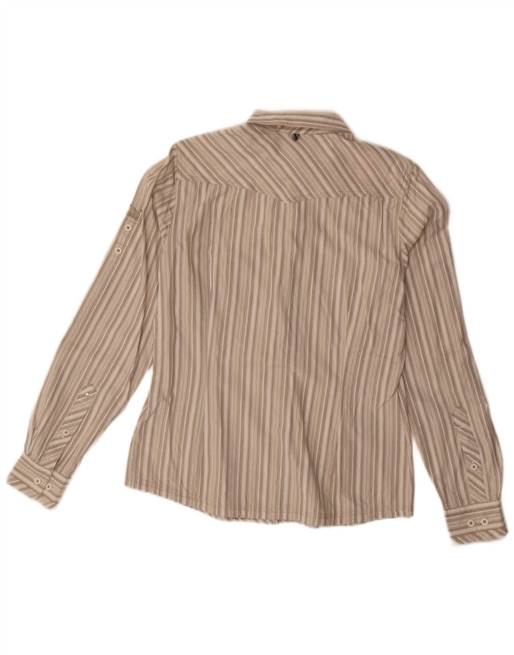 SALEWA Dameskjorte UK 10 Lille Beige Stribet Bomuld