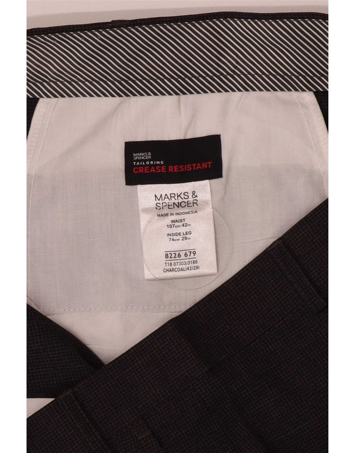 Marks & Spencer Straight Suit bukser til mænd W42 L29 Grå Houndstooth