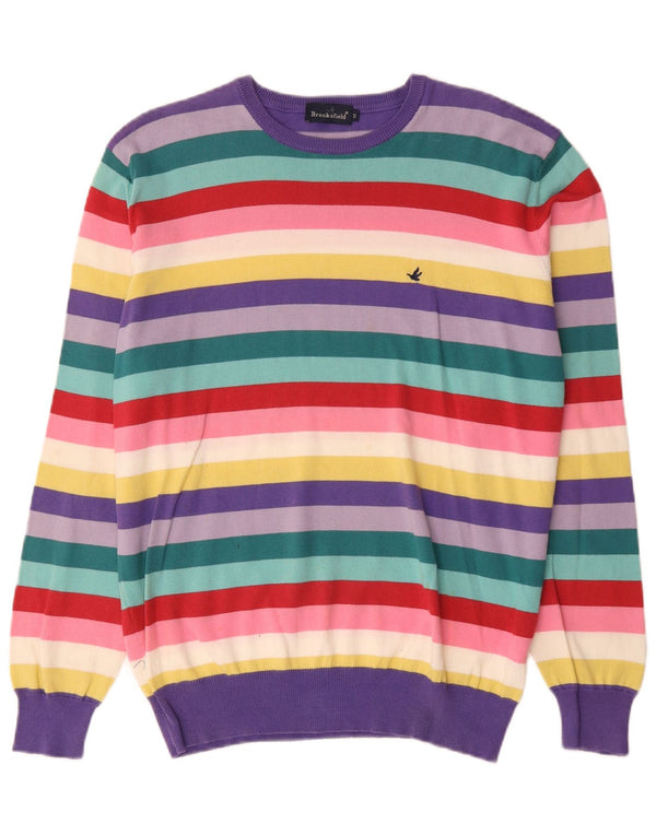 Brooksfield Herre Crew Neck Jumper Sweater IT 52 Stor Flerfarvet Stribet
