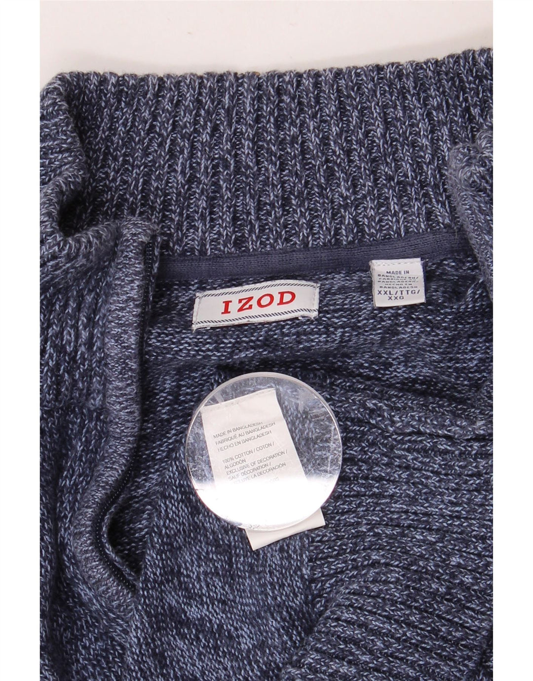 IZOD Herre Zip Neck Sweater 2XL Navy Blue Flecked Bomuld