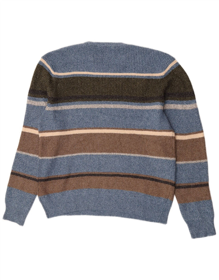 Marks & Spencer Herre sweater med rund hals, mellemblå stribet polyamid