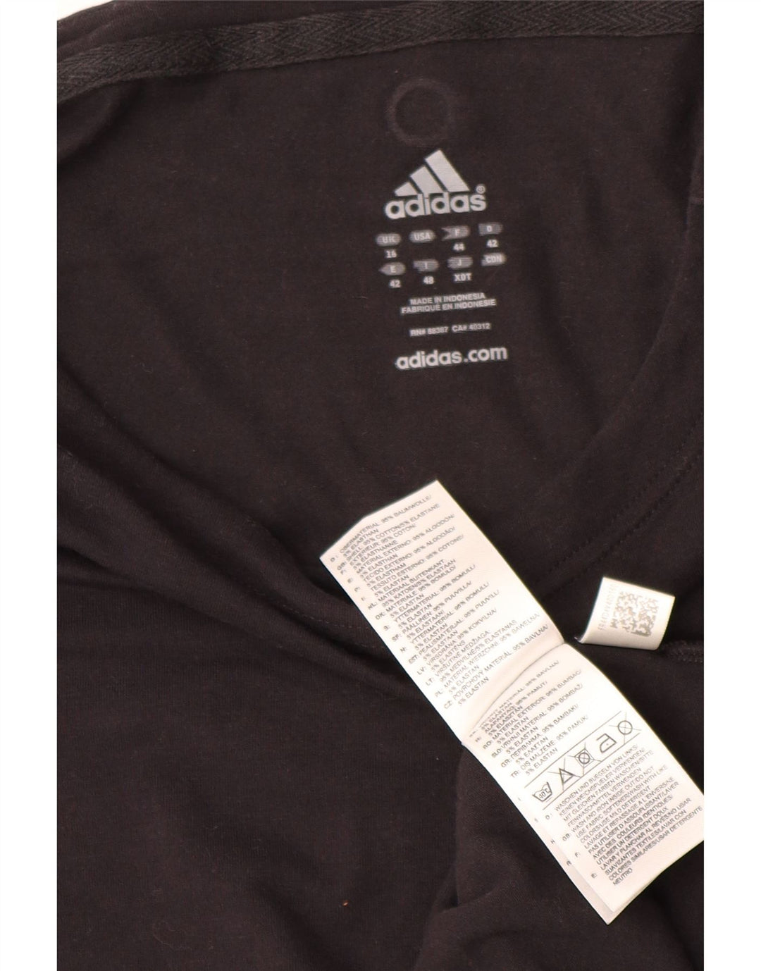 Adidas Dame Top Langærmet UK 16 Stor Sort Bomuld