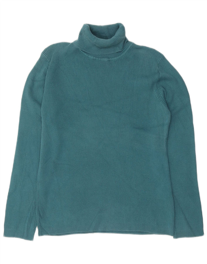ORVIS Dame Rullehals Sweater UK 16 Stor Blå Bomuld
