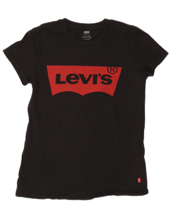 Levi's Grafisk T-shirt top til kvinder UK 6 XS Sort bomuld