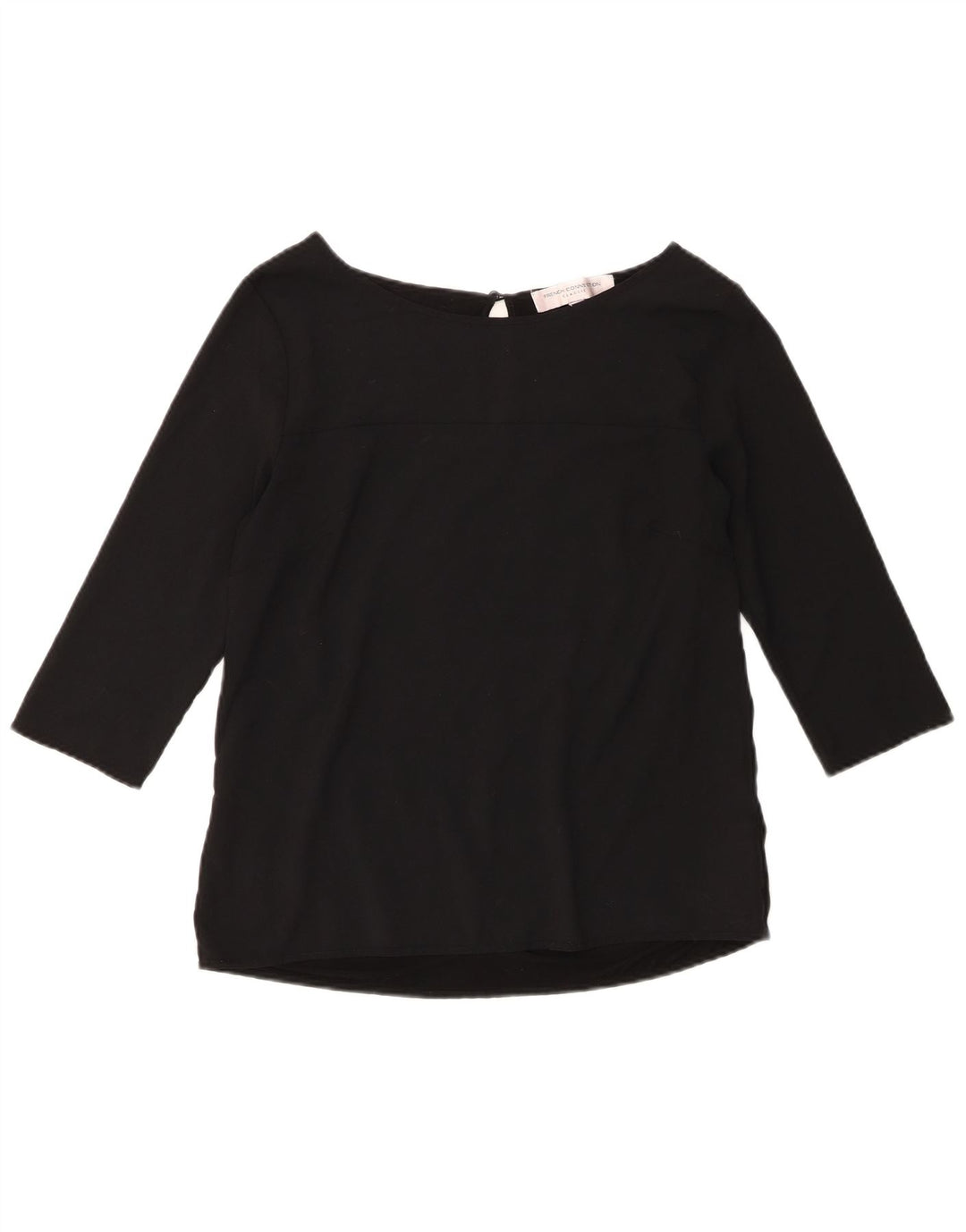 French Connection Dame 3/4 ærmet bluse Top UK 12 Medium Sort Polyester