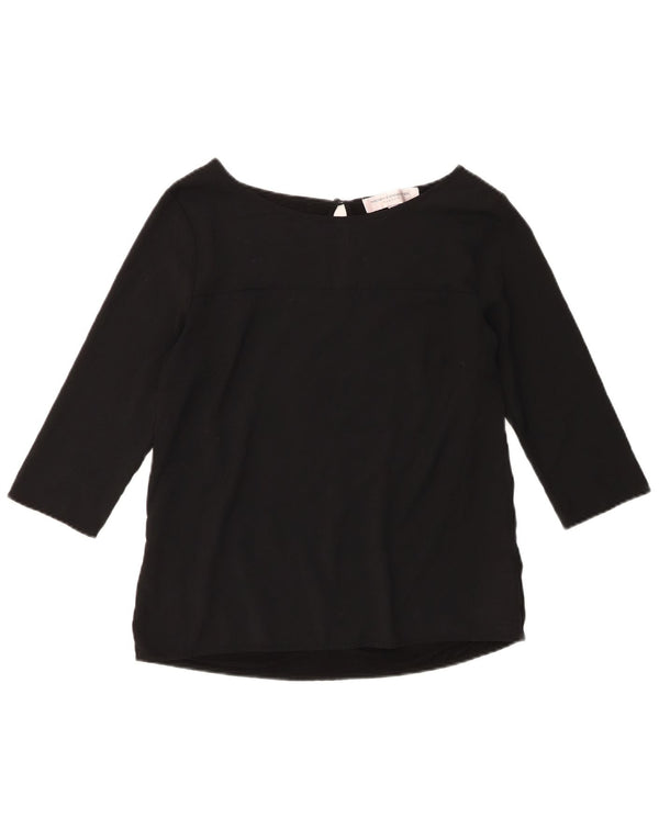 French Connection Dame 3/4 ærmet bluse Top UK 12 Medium Sort Polyester